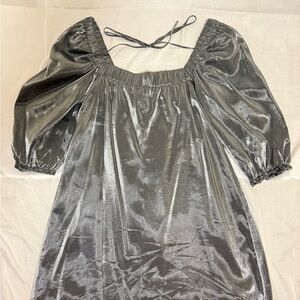 Elegant Silver Midi Dress